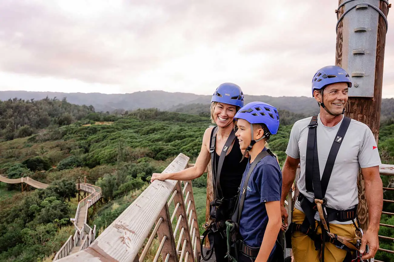 Tirolina en Keana Farms con CLIMB Works, Kahuku